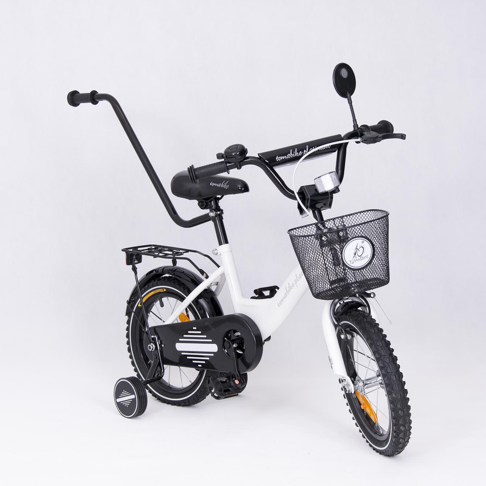 Rower dziecięcy 14 cali z prowadnikiem biały RUNO BABY