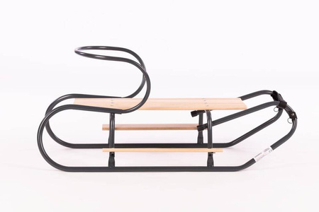 Zestaw Sanki metalowe z oparciem i podnóżkiem + materacyk z ODBLASKIEM - GRAFITOWY