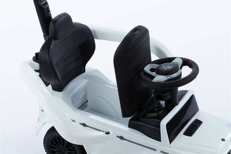 Jeździk z prowadnikiem MERCEDES-BENZ G 350 (licencja) gumowe koła - BIAŁY + rejestracja