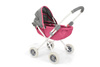 Wózek głęboki dla lalek LENA - RÓŻOWY / SZARY MELANŻ