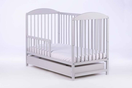 Szare łóżeczko dziecięce PETIT FOX z szufladą z opcją tapczanik - SZARY