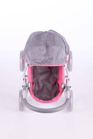 Wózek głęboki dla lalek SUSIE - GREY and PINK