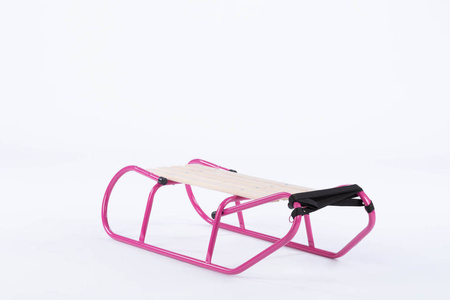 Polskie sanki metalowe TO-MA RÓŻOWE w zestawie z CZARNYM materacykiem