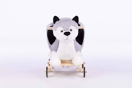 Pluszowy HUSKY na biegunach z kółkami gumowymi