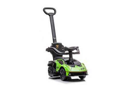 Jeździk z prowadnikiem LAMBORGINI (na licencji) gumowe koła - ZIELONY + rejestracja