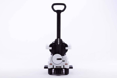 Jeździk z prowadnikiem na gumowych kołach i eko-skórzanym siedzeniem -MERCEDES-BENZ G 350 (licencja) - BIAŁY + rejestracja