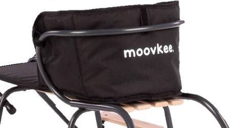 Zestaw Sanki Polskie metalowe z ponóżkami oraz oparciem i popychaczem - BABY BLUE + materacyk czarny z ODBLASKIEM