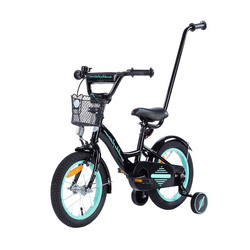 Rower dziecięcy PLATINUM BMX XXV 14 cali z prowadnikiem - CZARNO- TURKUSOWY