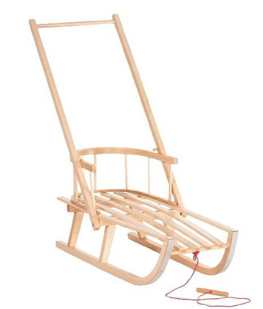Zestaw Drewniane sanki BUKOWE z oparciem + sznurek z uchwytem + popychacz