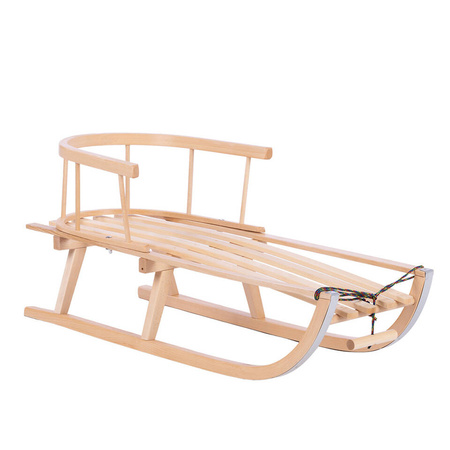 Zestaw Drewniane sanki BUKOWE z oparciem + sznurek z uchwytem + popychacz