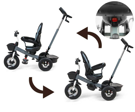 Trójkołowy rowerek MOVI z obracanym siedzeniem na pompowanych kołach - RÓŻOWY