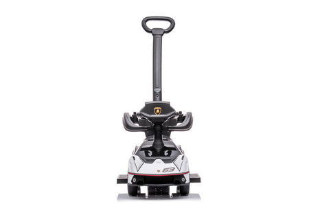 Jeździk z prowadnikiem LAMBORGINI (na licencji) gumowe koła - BIAŁY + rejestracja