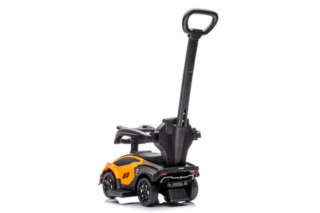 Jeździk z prowadnikiem LAMBORGINI (na licencji) gumowe koła - POMARAŃCZOWY + rejestracja