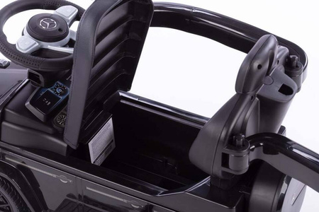 Jeździk z prowadnikiem na gumowych kołach i eko-skórzanym siedzeniem -MERCEDES-BENZ G 350 (licencja) - BIAŁY + rejestracja