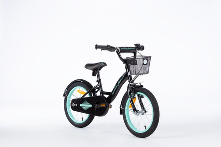 Rower dziecięcy TOMABIKE BMX 16 cali z prowadnikiem PLATINUM XXV - CZARNY / TURKUSOWY