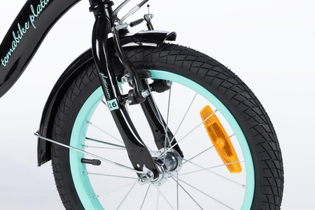 Rower dziecięcy TOMABIKE BMX 16 cali z prowadnikiem PLATINUM XXV - CZARNY / TURKUSOWY