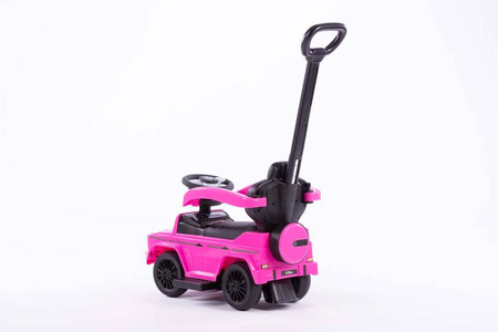 Jeździk z prowadnikiem na gumowych kołach i eko-skórzanym siedzeniem -MERCEDES-BENZ G 350 (licencja) - RÓŻOWY + rejestracja