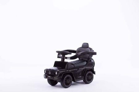 Jeździk z prowadnikiem na gumowych kołach i eko-skórzanym siedzeniem -MERCEDES-BENZ G 350 (licencja) - CZARNY + rejetracja