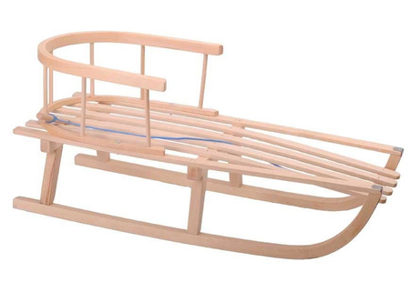 Zestaw Drewniane sanki BUKOWE z oparciem + sznurek z uchwytem + popychacz