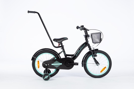 Rower dziecięcy TOMABIKE BMX 16 cali z prowadnikiem PLATINUM XXV - CZARNY / TURKUSOWY