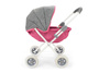 Wózek głęboki dla lalek LENA - RÓŻOWY / SZARY MELANŻ