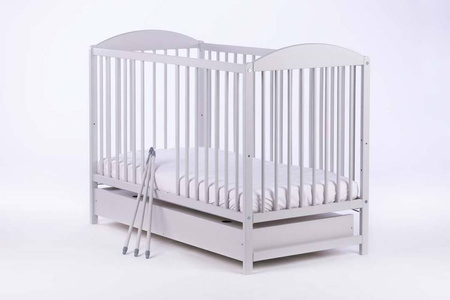 Szare łóżeczko dziecięce PETIT FOX z szufladą z opcją tapczanik - SZARY