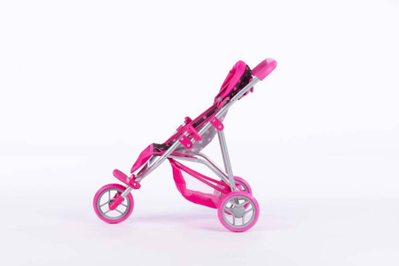 Wózek dla lalki spacerówka - KATE - BLACK and PINK DOTS