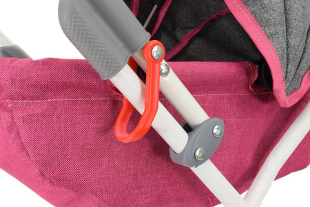 Wózek głęboki dla lalek LENA - RÓŻOWY / SZARY MELANŻ