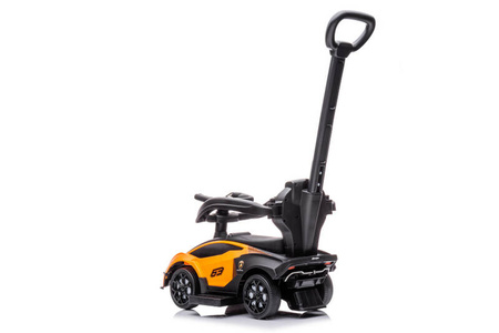 Jeździk z prowadnikiem LAMBORGINI (na licencji) gumowe koła - POMARAŃCZOWY + rejestracja