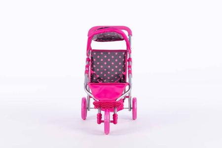 Wózek dla lalki spacerówka - KATE - BLACK and PINK DOTS