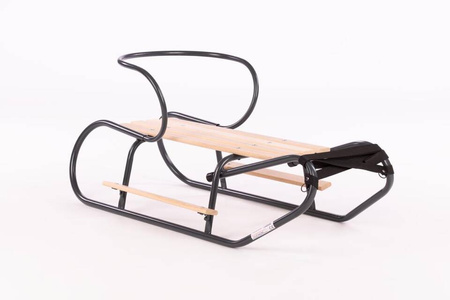 Zestaw Sanki metalowe z oparciem i podnóżkiem + materacyk z ODBLASKIEM - GRAFITOWY