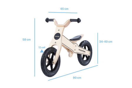 Rowerek trójkołowy/biegowy drewniany JANE 2w1 - NATURAL WOOD