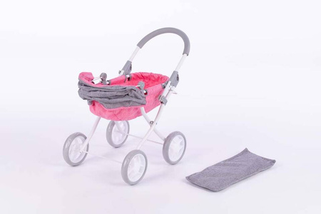 Wózek głęboki dla lalek SUSIE - GREY and PINK