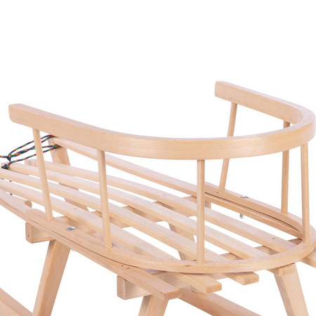 Zestaw Drewniane sanki BUKOWE z oparciem + sznurek z uchwytem + popychacz