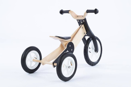Rowerek trójkołowy/biegowy drewniany JANE 2w1 - NATURAL WOOD & NICE BLACK