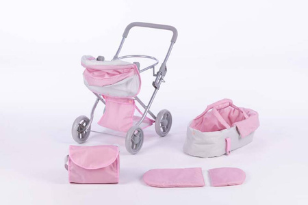 Wózek głęboki ALICE dla lalek - SWEET PINK and GREY