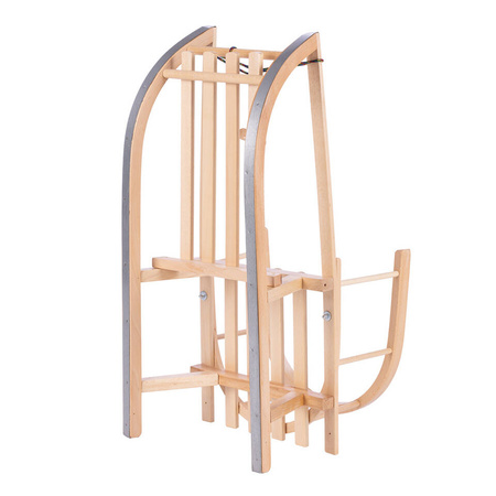 Zestaw Drewniane sanki TO-MA BUKOWE "Maluch" z oparciem + sznurek z uchwytem + materacyk do sanek w kolorze czarnym