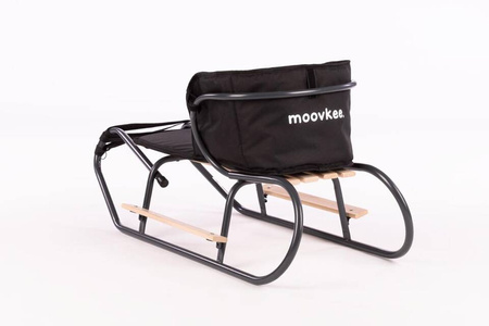 Zestaw Sanki metalowe z oparciem i podnóżkiem + materacyk z ODBLASKIEM - GRAFITOWY