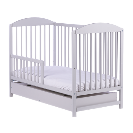 Szare łóżeczko dziecięce PETIT FOX z szufladą z opcją tapczanik - SZARY