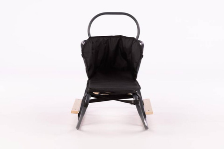 Sanki Polskie metalowe z ponóżkami oraz oparciem i popychaczem + materacyk z ODBLASKIEM - GRAFITOWE