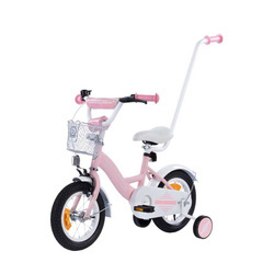 Rower dziecięcy BMX 12 cali z prowadnikiem PLATINUM XXV - JASNY RÓŻOWY