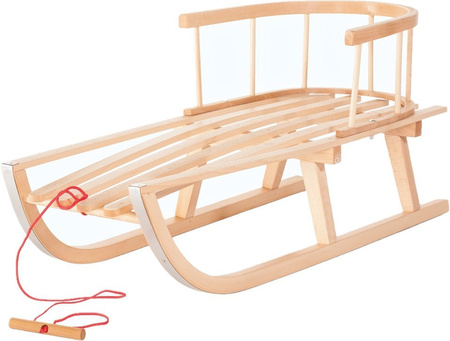 Zestaw Drewniane sanki BUKOWE z oparciem + sznurek z uchwytem + popychacz
