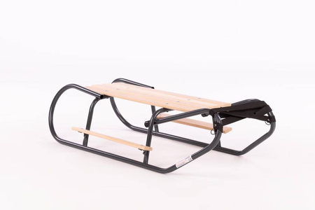 Zestaw Sanki metalowe z oparciem i podnóżkiem + materacyk z ODBLASKIEM - GRAFITOWY