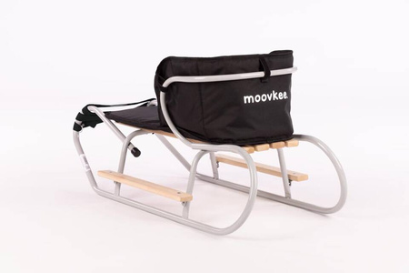 Zestaw Sanki metalowe z oparciem i podnóżkiem + materacyk z odblaskiem - JASNY SZARY