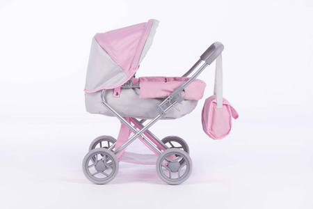 Wózek głęboki ALICE dla lalek - SWEET PINK and GREY
