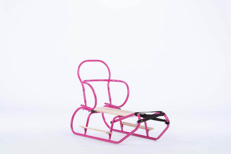 Zestaw Sanki Polskie metalowe z ponóżkami oraz oparciem i popychaczem - RÓŻOWE + materacyk czarny