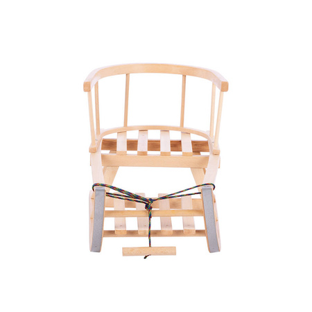 Zestaw Drewniane sanki TO-MA BUKOWE "Maluch" z oparciem + sznurek z uchwytem + materacyk do sanek w kolorze czarnym