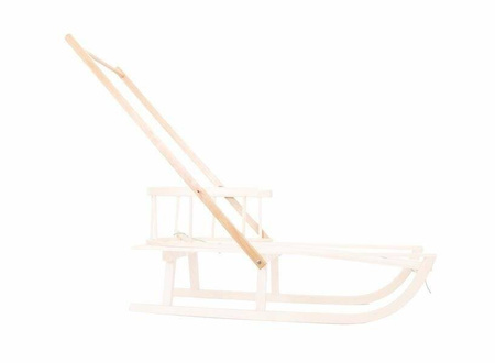 Zestaw Drewniane sanki TO-MA BUKOWE "Maluch" z oparciem + sznurek z uchwytem + popychacz