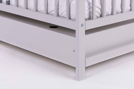 Szare łóżeczko dziecięce PETIT FOX z szufladą z opcją tapczanik - SZARY