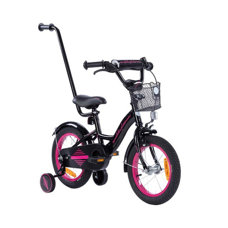 Rower dziecięcy BMX PLATINUM XXIV 14 cali z prowadnikiem - CZARNO- RÓŻOWY